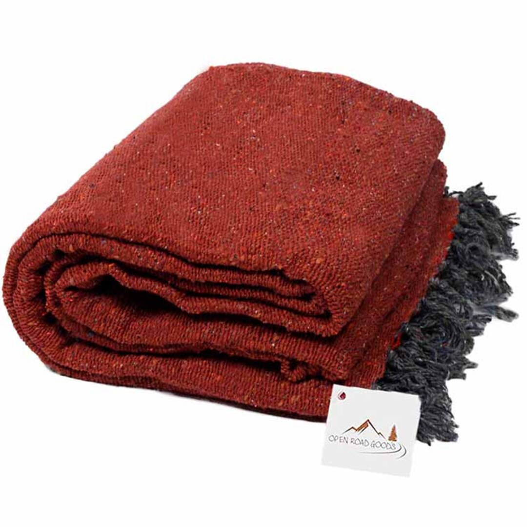 Throw Blanket Rust Color Mexican Blanket Red Orange Yoga Etsy