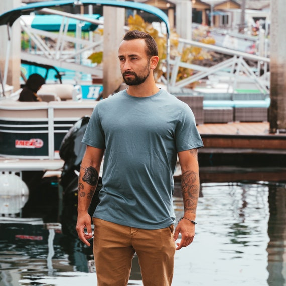 Men's Organic Crew Neck - Slate Blue