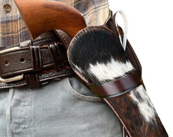 Funda de tiro cruzado XL de 10" / Funda de cuero de vaca auténtico / Se fija al cinturón / Funda de vaquero del Viejo Oeste / Hecha a mano / Colt Ruger Wesson