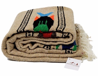 Mexican Fish Blanket Beige | Picnic & Beach Blanket | Tan Yoga Blanket| Vintage Style Throw Blanket | Bohemian Wall Tapestry | Baja Blanket