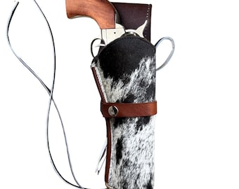 Revolver Holster | REAL SPECKLED COWHIDE | Western Leather Holster | Attaches to Belt | Old West Cowboy Holster Handmade | Colt Ruger Wesson