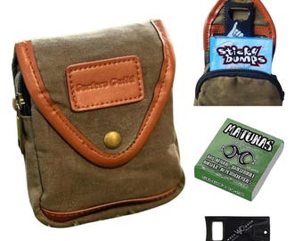 Surfer Gift | Surf Travel Kit Pouch | Surf Wax & Surfing Tool included | Canvas Pouch for Travel and Surfers | Canvas Carry Pouch