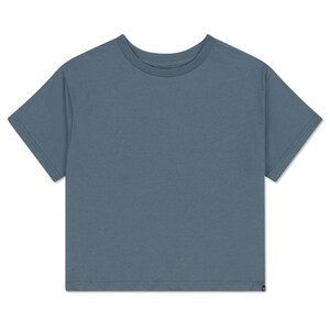 Boxy Tee Slate Blue Womens Basic Tshirt 100% Cotton Cropped T Shirt Womens Plain Blue Shirt, GOTS Organic Fair Trade XS, S, M, L XL image 9