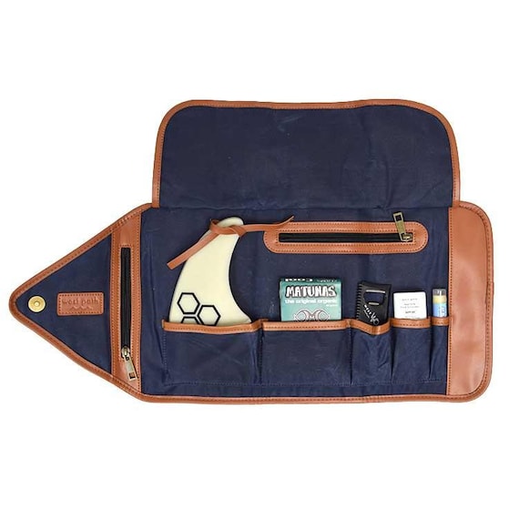 Surf Kit | Surfer Gift | Surfing Accessories & Essentials Surf Wax, Surf Tool, Sunscreen, Lip Balm | Canvas Travel Pouch | Longboarding Gift