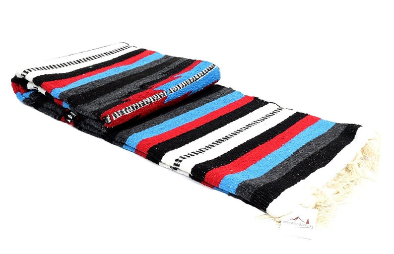 Mexican Blanket Charcoal Stripes Yoga Blanket Southwest Etsy