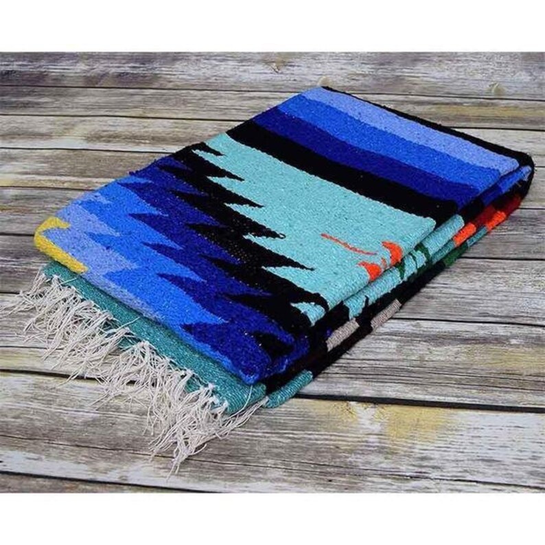 Mexican Blanket Mint Yoga Blanket Southwest Blanket Etsy