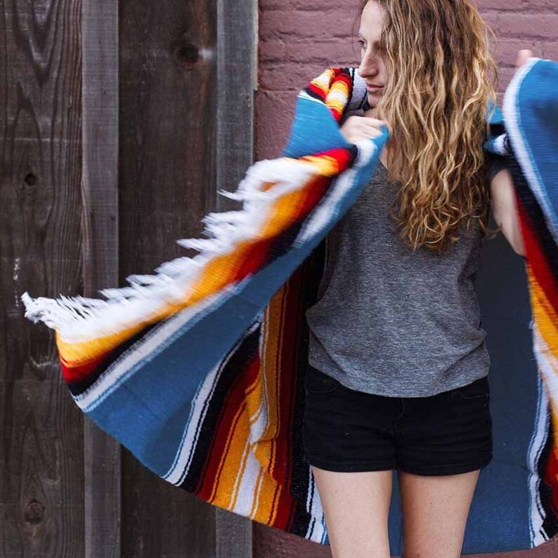 Mexican Baja Diamond Blanket Aegean Sunset Heavyweight Yoga Etsy