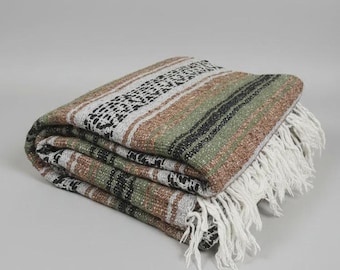 Mexican Blanket GIANT Size | Thick Baja Blanket | Mexican Blanket for Bed, Couch, or Car | Wall Hanging Tapestry | Falsa Blanket | Serape