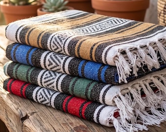 Thick Mexican Blankets | Eco Soft Xl Falsa Blanket | Recycled Cotton | Serape Blanket | Yoga Blanket | Outdoor Blanket | Camping & Car Throw