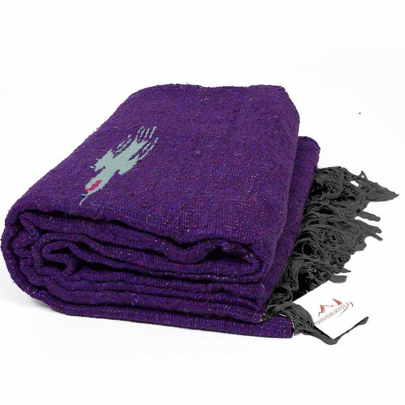 Mexican Blanket Dark Purple Thunderbird Yoga Blanket Home Etsy