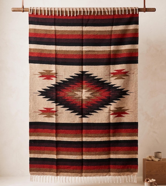 Mexican Diamond Blanket - Tan | Thick XL Mexican Yoga Blanket