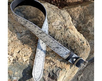 Cintura in pelle di vacchetta con pelo • Pelle naturale nera e bianca • Boho Country • Stile occidentale