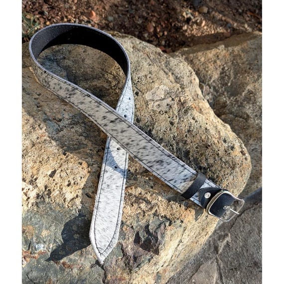 Hair-on Cowhide Leather Belt • Black & White Natural Hide 