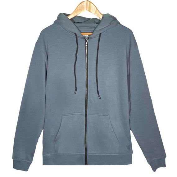 Men's Zip up Hoodie | Blue Hooded Sweatshirt | 100% Organic