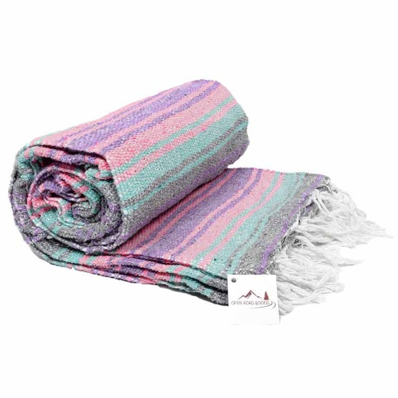 Mexican Blanket Pastel La Playa Lightweight Yoga Blanket Etsy