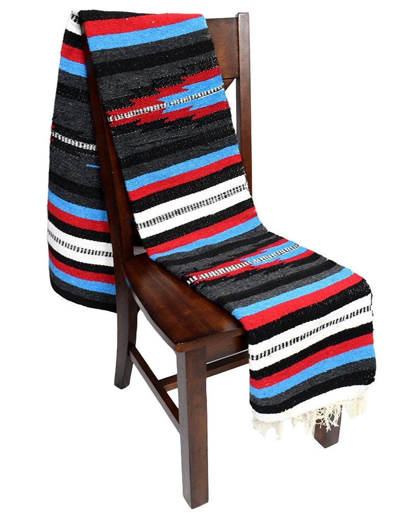 Mexican Blanket Charcoal Stripes Yoga Blanket Southwest Etsy