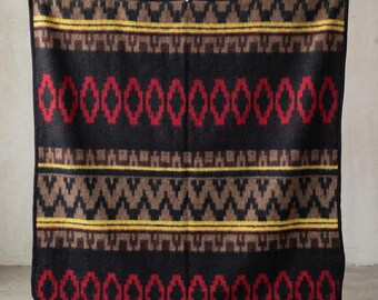 Coperta morbidissima e spessa / Autentica coperta messicana / Coperta in stile pile / Motivo geometrico a righe e rombi in stile nativo americano, rosso, nero e grigio