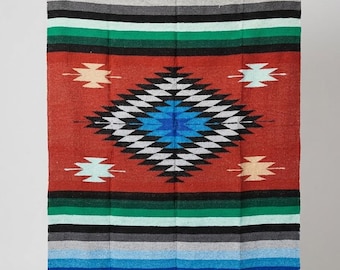 Mexican Diamond Blanket Rust Red Brick | Thick XL Mexican Yoga Blanket Amber | Southwest Blanket | Baja Blanket Mexican Throw | Aztec Navajo
