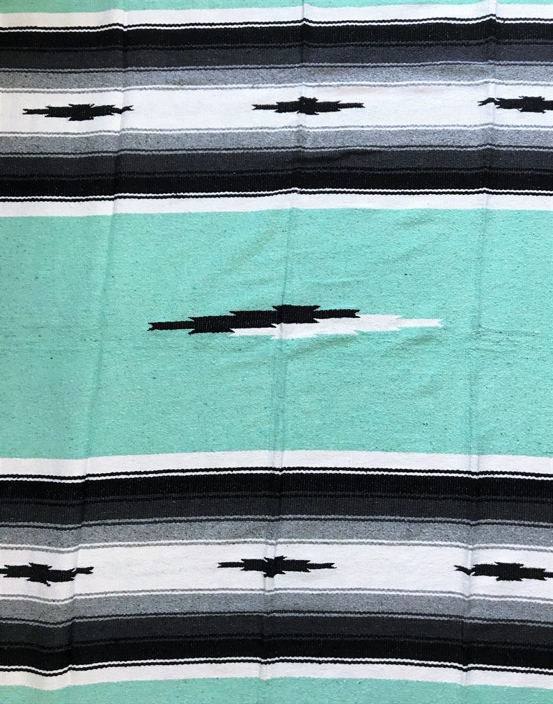 Mexican Blanket Mint Yoga Blanket Southwest Baja Blanket Etsy