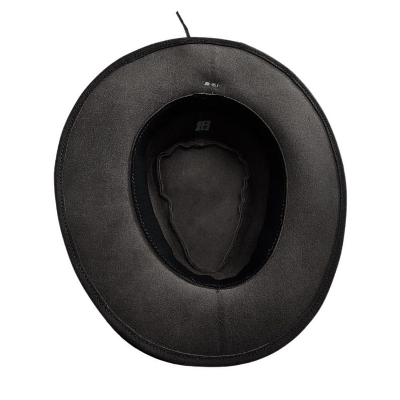 May include: Black felt fedora hat with a black ribbon and a black band around the crown.