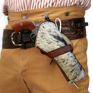 Cross Draw Holster | REAL SPECKLED COWHIDE Western Leather Holster | Attaches to Belt | Old West Cowboy Holster Handmade | Colt Ruger Wesson