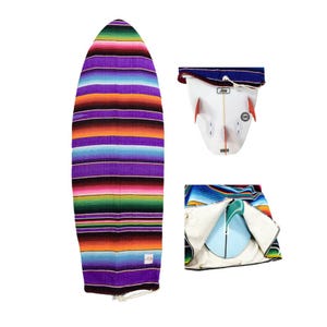 Surfboard Bag | Surf Board Sock | Surfboard Cover | Mexican Surf Board Bag | Striped Shortboard Day Bag | Purple 5&#39;6, 5&#39;8, 5&#39;9, 5&#39;10, 6&#39;0