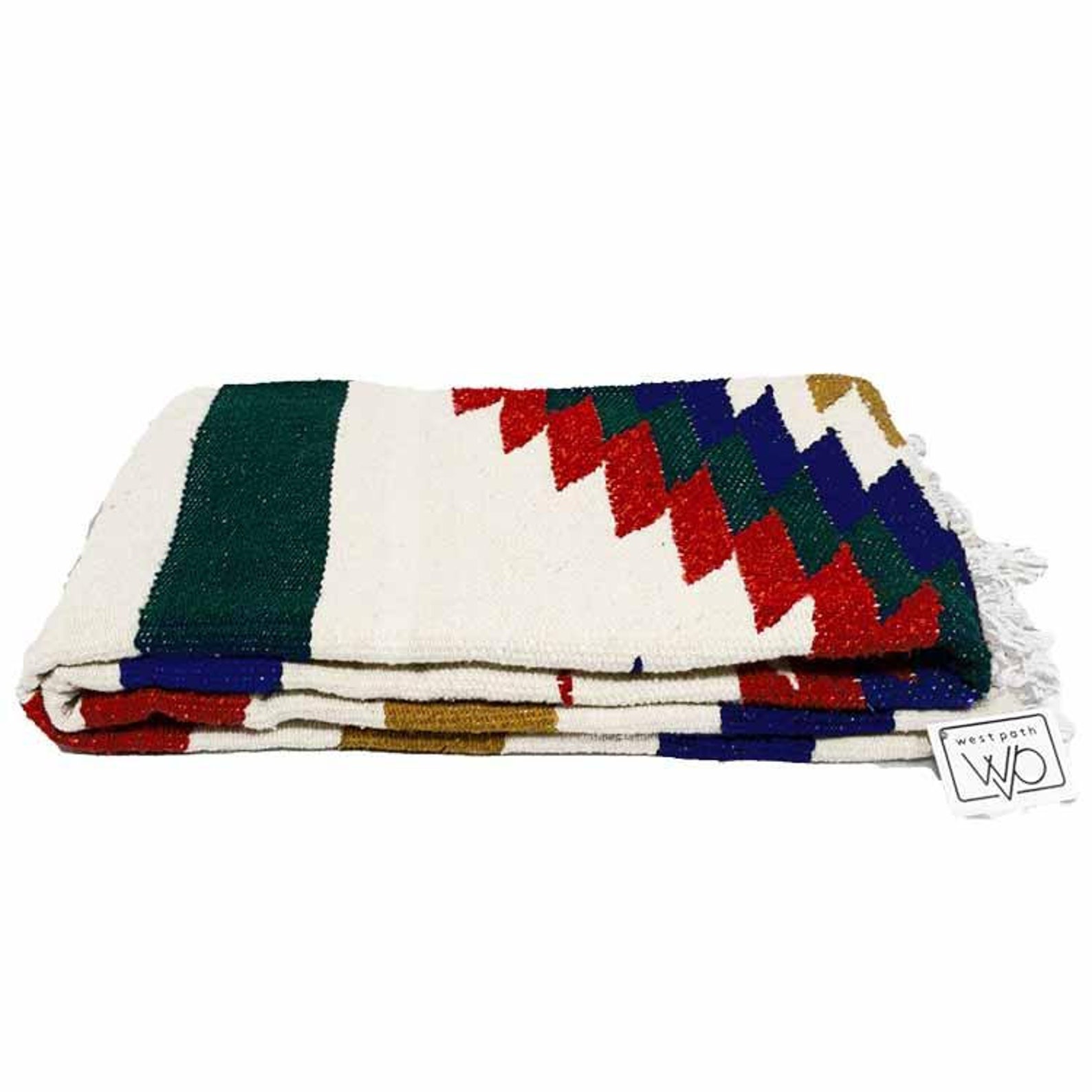 Mexican Diamond Blanket White Red Blue Thick XL Mexican Yoga Etsy