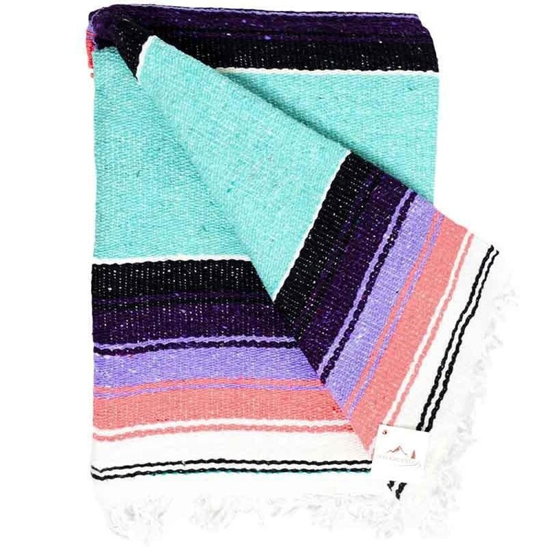Mexican Blanket Mint, Coral, Pastel, Purple Thick Yoga Blanket Meditation Blanket Boho Tapestry Home Decor Diamond Vintage Throw image 1