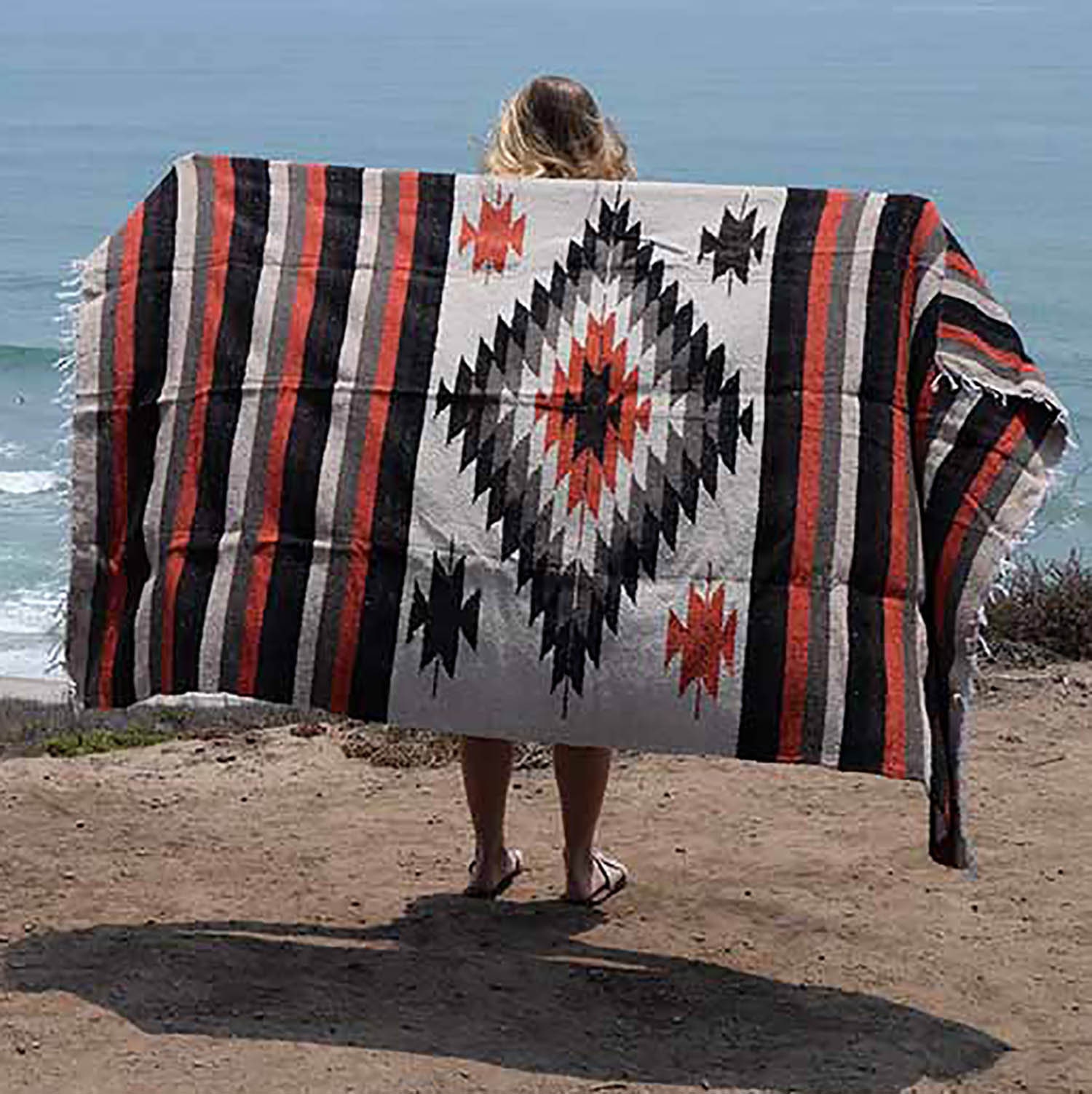 Mexican Diamond Blanket Tan Thick XL Mexican Yoga Blanket Brown