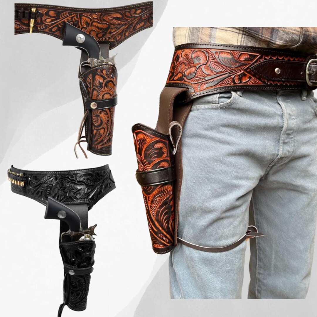Western Leather Holster | Revolver Holster Gun Belt 44/45 | Cowboy