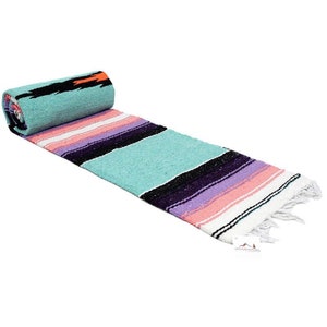 Mexican Blanket Mint, Coral, Pastel, Purple Thick Yoga Blanket Meditation Blanket Boho Tapestry Home Decor Diamond Vintage Throw image 4