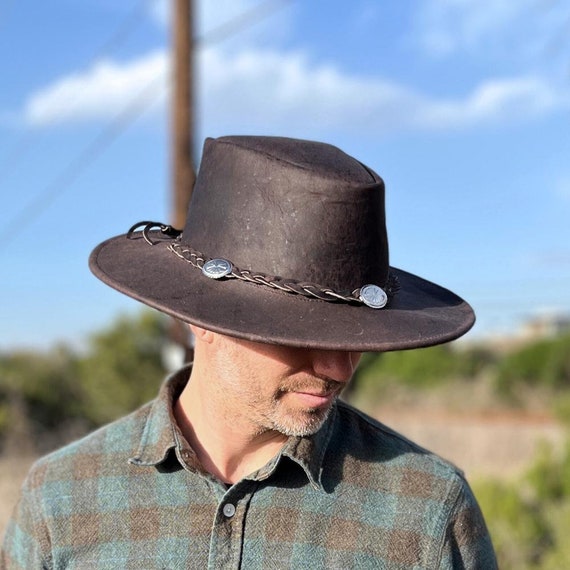 Leather Western Hat | Cowboy & Cowgirl Hat | Rancher Hat | Old West | Cattleman Hat | Ranch Style Cowboy Hat | Explorer Hat | Coachella Hat