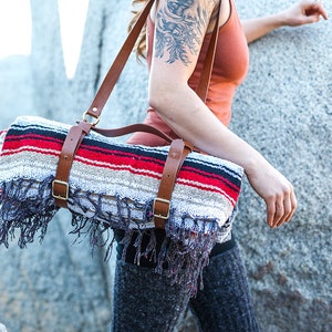 Vegan Leather Blanket Carrier / Blanket Tote or Bedroll / Blanket Holder / Yoga Sling / Yoga Carrier / Yoga Mat Sling / Motorcycle Blanket
