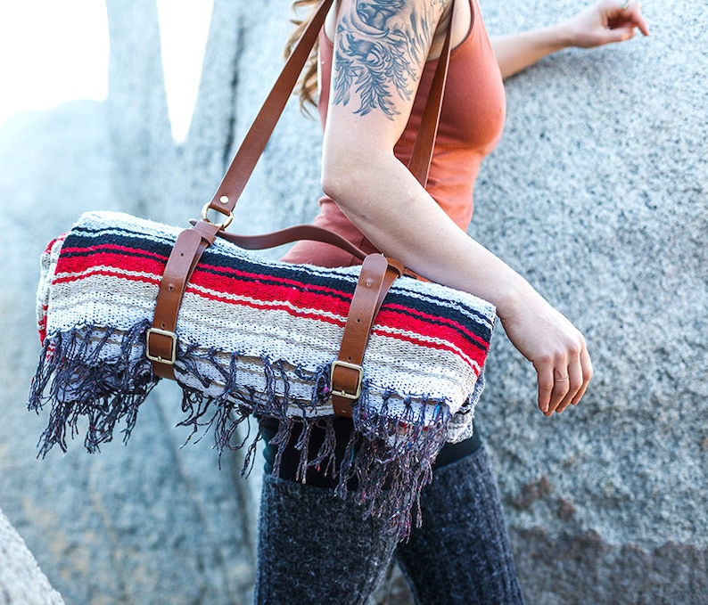 Vegan Leather Blanket Carrier / Blanket Tote / Blanket Holder Etsy