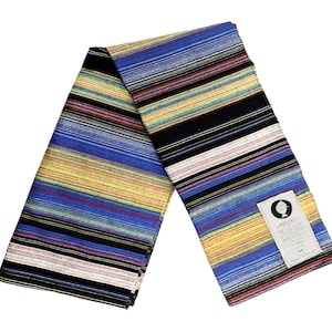Blue Blanket Yoga Rug or Outdoor Blanket- Handwoven Serape Style Blanket from Portugal, Great Picnic Blanket, Beach Blanket, Concert Blanket