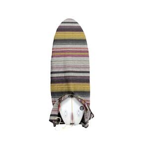 Surfboard Sock / Surfboard Bag / Upcycled Cotton Surf Sock: Grey Multicolor Stripes / Longboard & Shortboard Surf Board Bag / Surfer Gift
