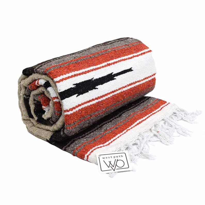 Mexican Blanket Brown Khaki Tan Yoga Blanket Serape Baja Etsy
