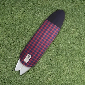 Surfboard Bag Red & Blue Plaid | Longboard / Shortboard  Surf Board Bag | Surfboard Sock for 5&#39;4, 6&#39;6, 10&#39; | Easy Slide Wax Repel Interior