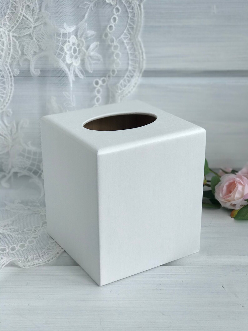 White Tissue Box Cover Farmhouse Bathroom Accessories Tissue Etsy