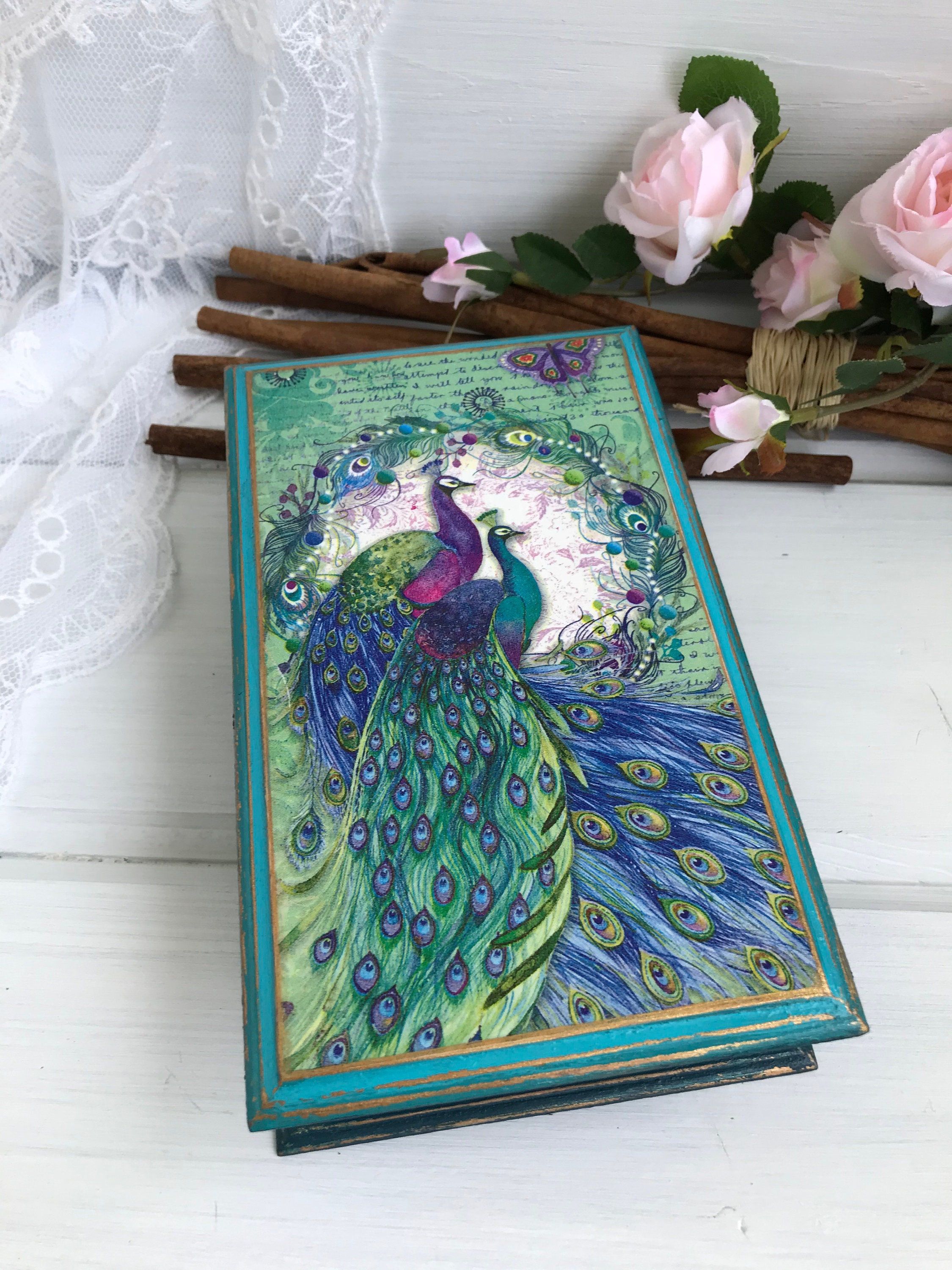 Peacock Jewelry box Christmas unique gift for women Peacock Etsy