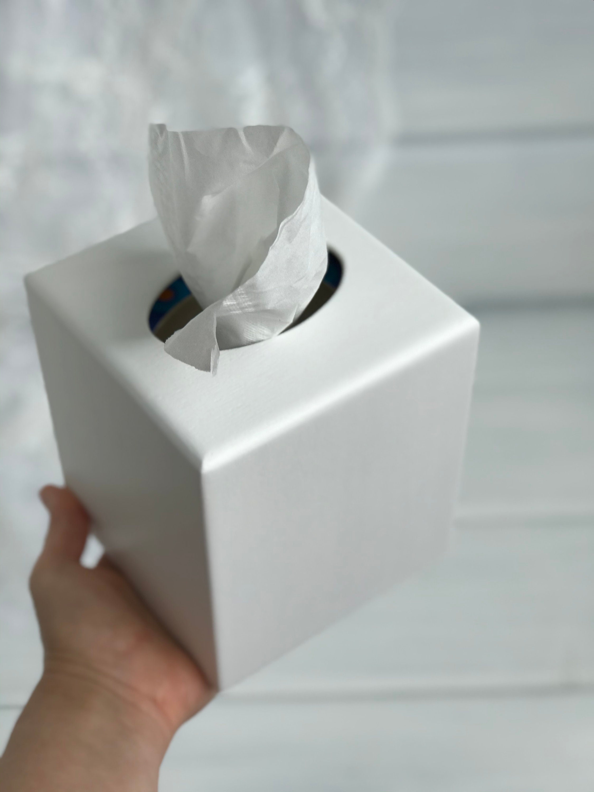 White tissue box cover Farmhouse bathroom accessories Tissue Etsy