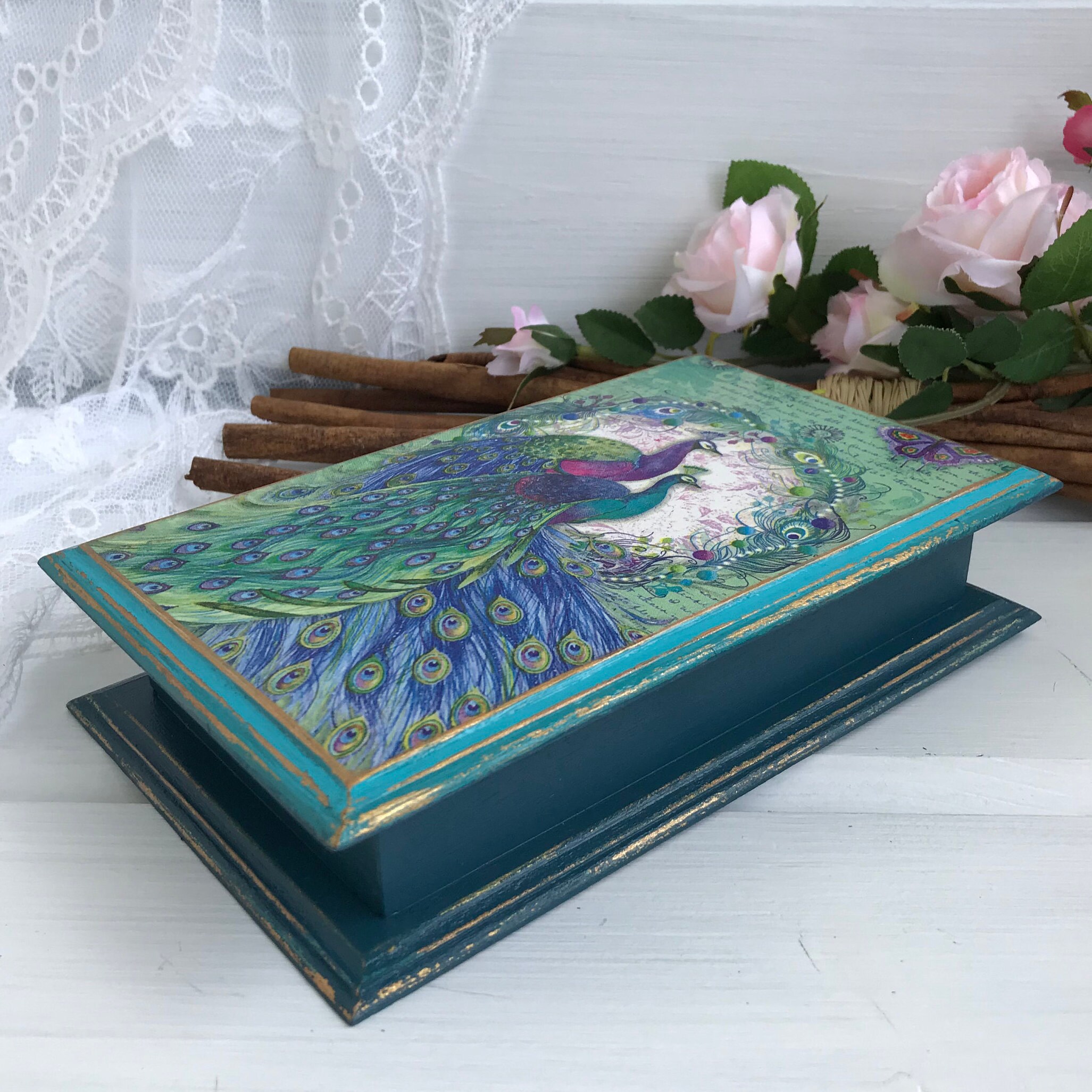 Peacock Jewelry box Christmas unique gift for women Peacock Etsy