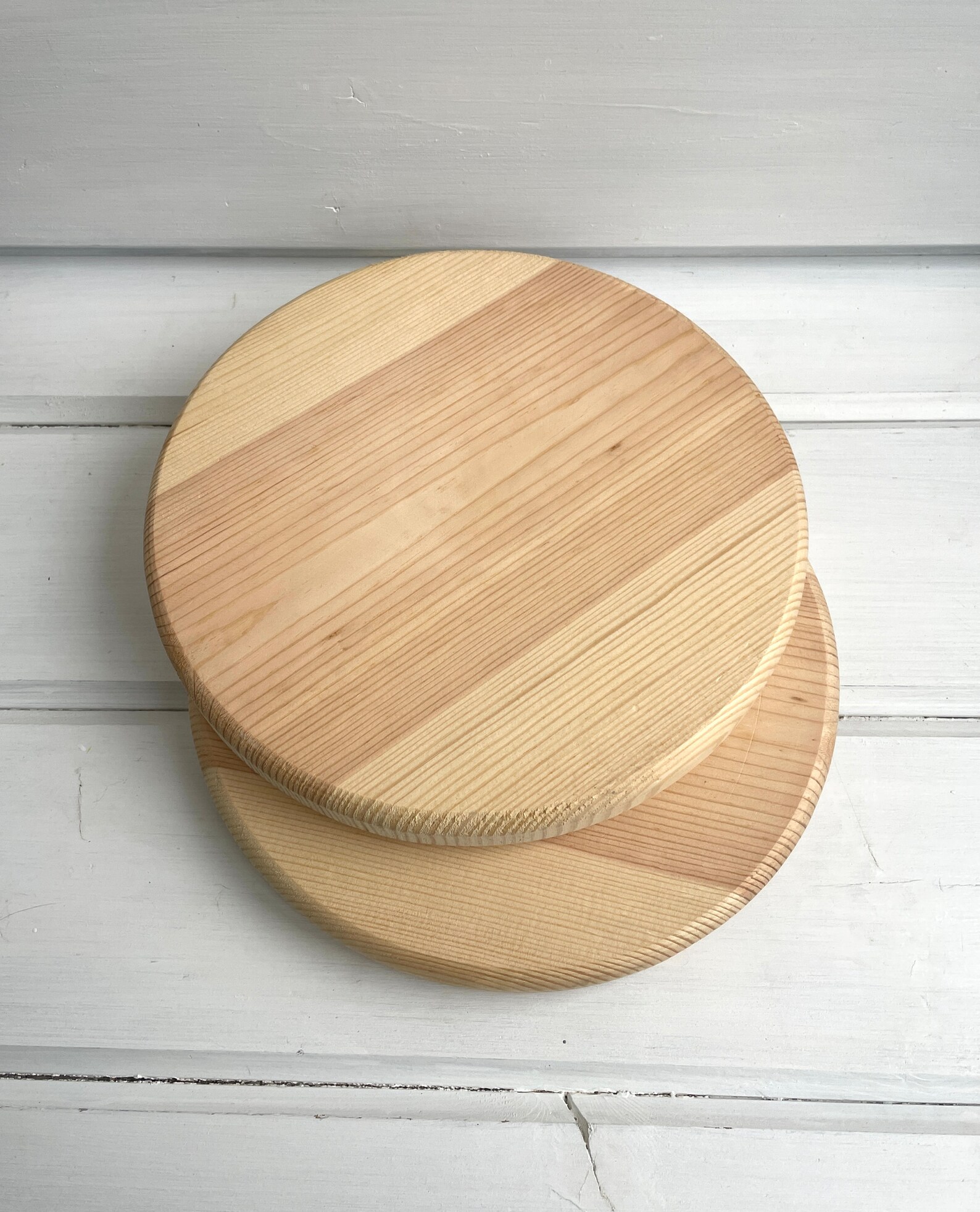 Set of 2 Large Round Cutting Board Wooden Unfinished Natural Etsy