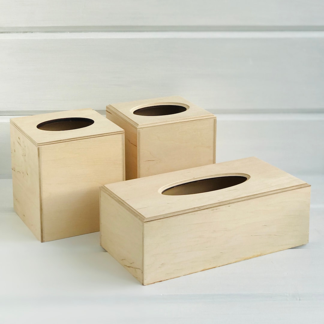 Unfinished Wooden Tissue Box Cover Farmhouse Decor Unpainted Etsy
