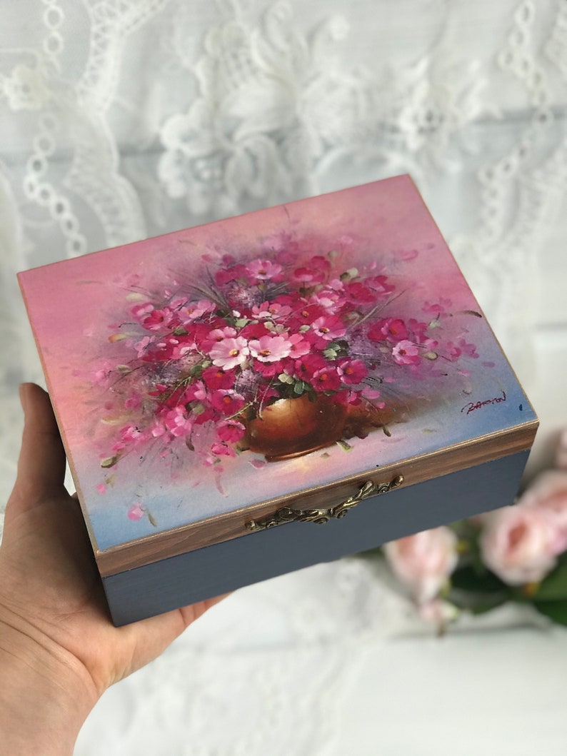 Flower Jewelry Box Pink keepsake box Personalized gifts for Etsy