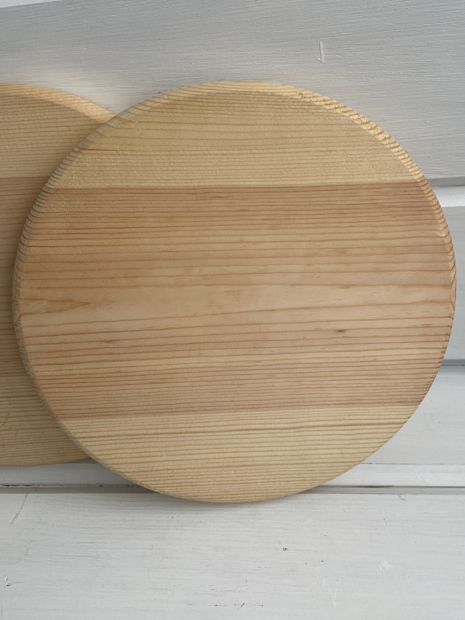 Set of 2 Large Round Cutting Board Wooden Unfinished Natural Etsy