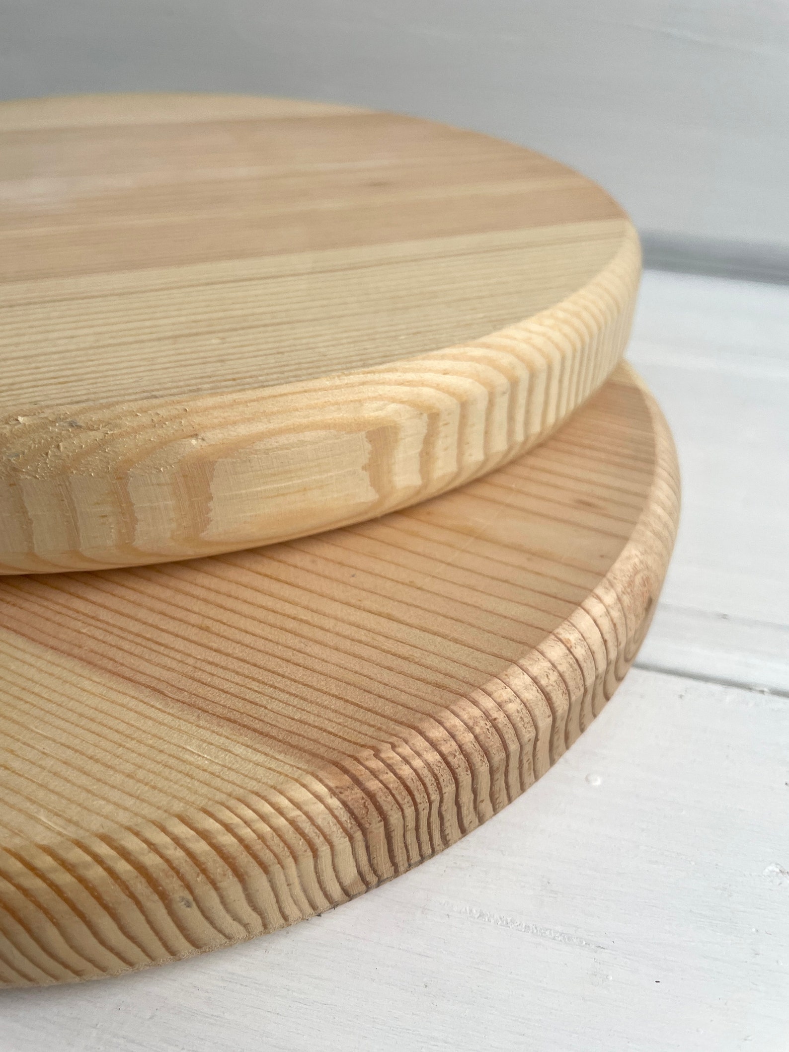 Set of 2 Large Round Cutting Board Wooden Unfinished Natural Etsy