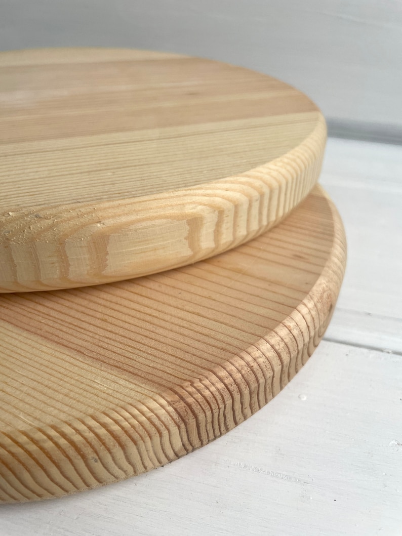 Set of 2 Large Round Cutting Board Wooden Unfinished Natural Etsy
