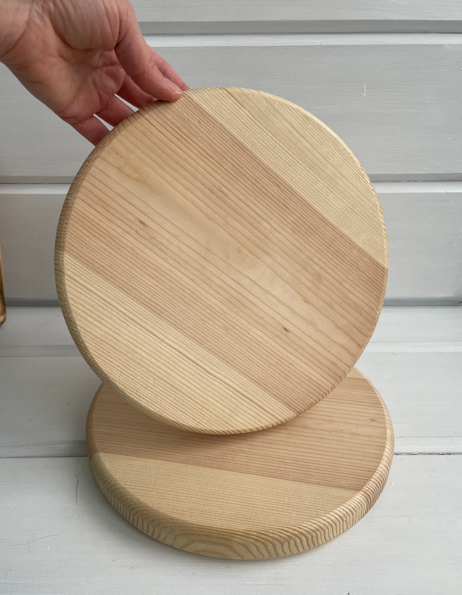 Set of 2 Large Round Cutting Board Wooden Unfinished Natural Etsy