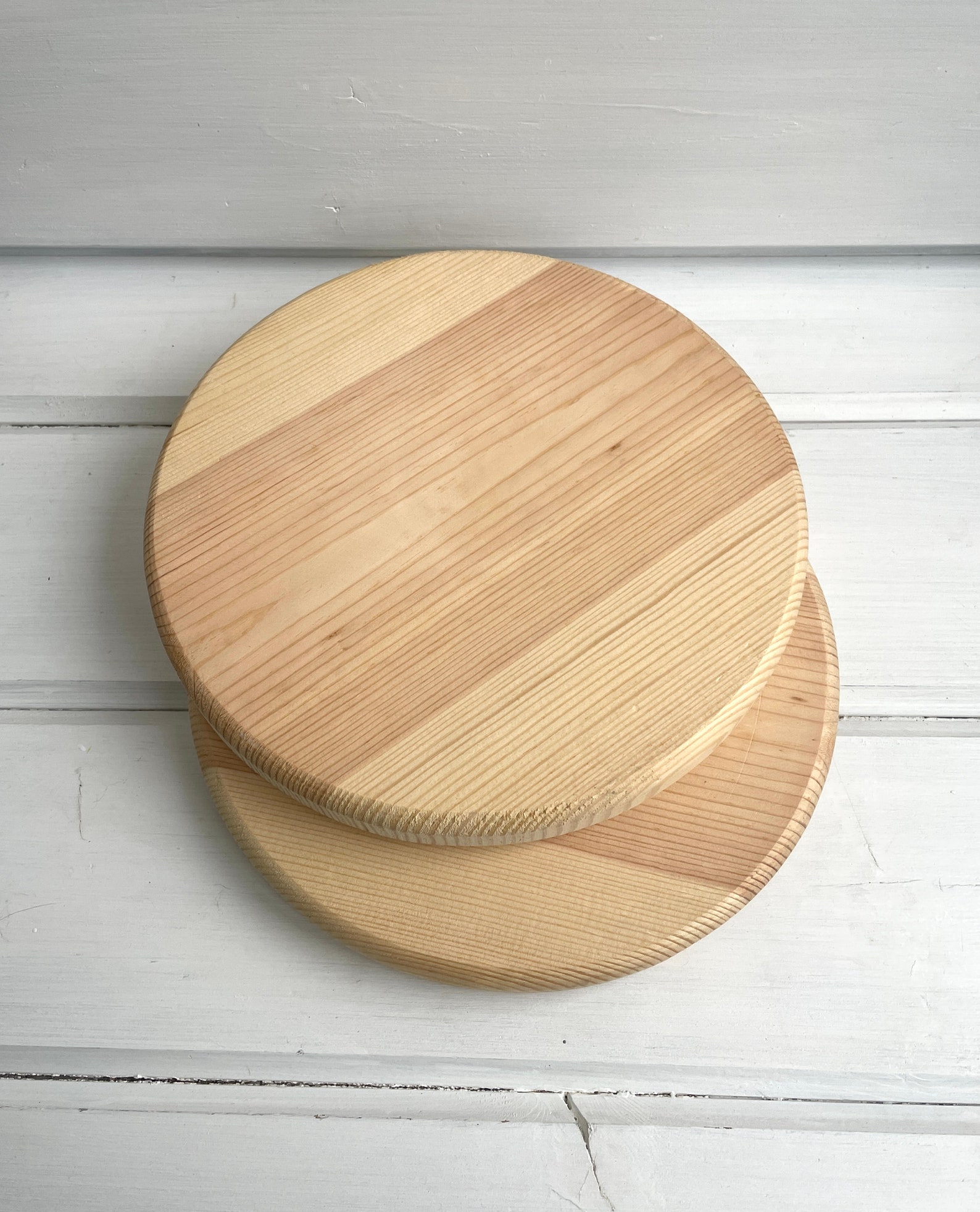 Set of 2 Large Round Cutting Board Wooden Unfinished Natural Etsy